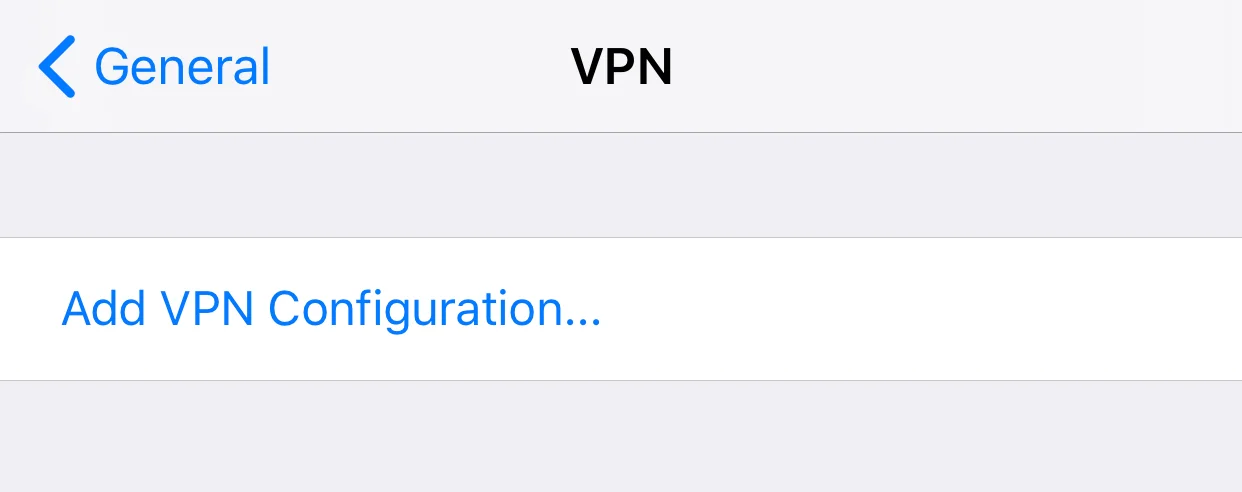 IKEv2 configuration guide for all major platforms - Go to Settings>General>VPN>Add VPN Configuration