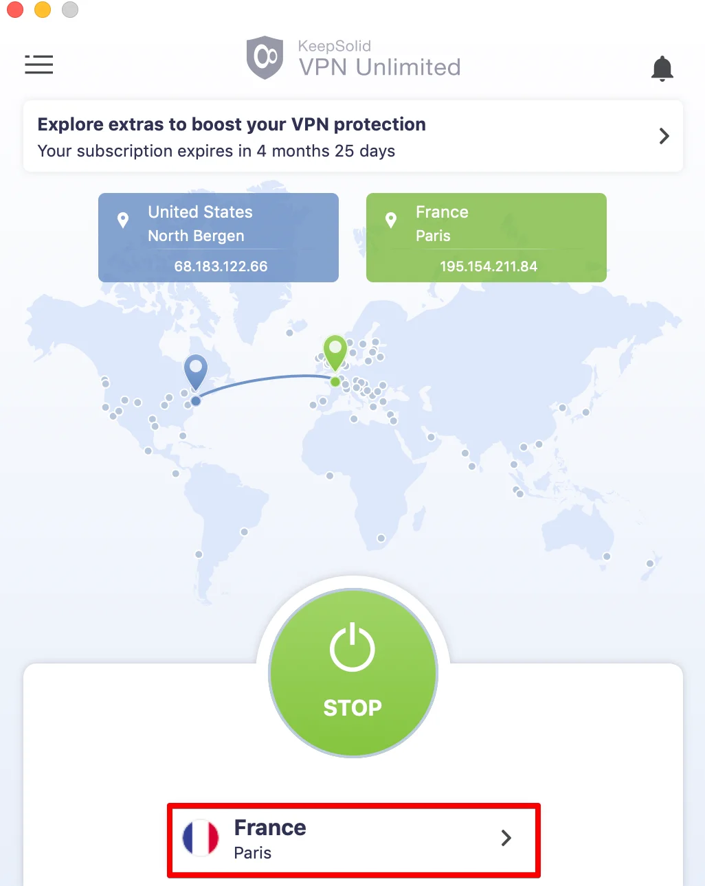 VPN Unlimited on macOS - VPN server you are connected to