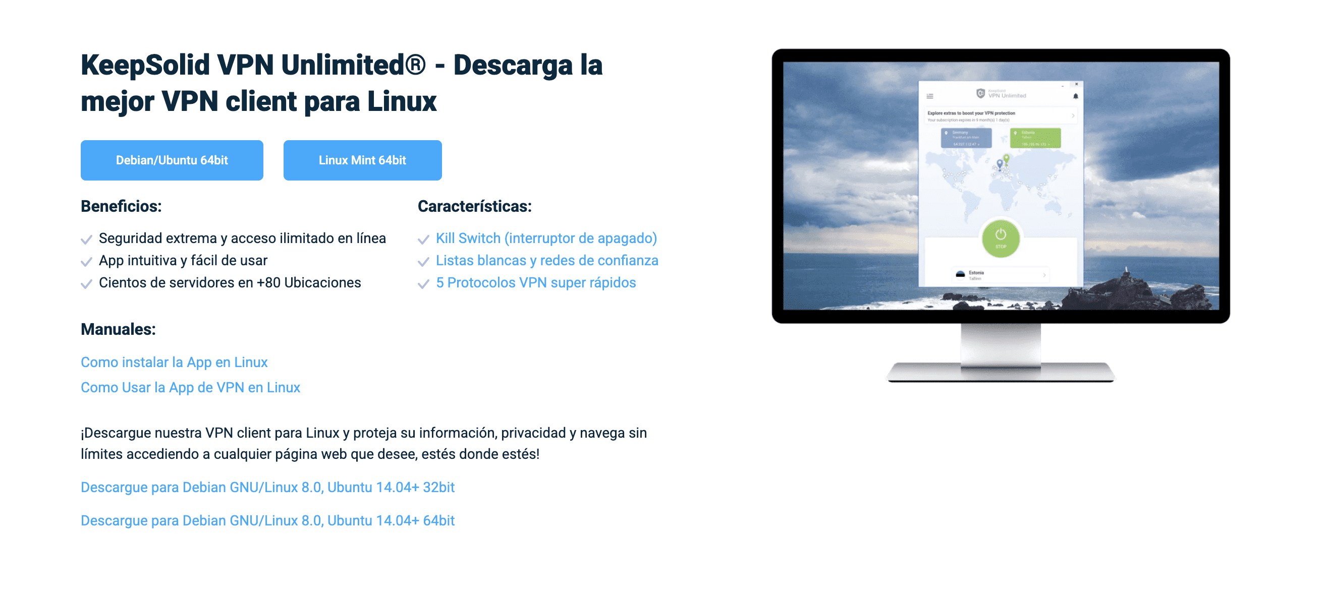 Download the KeepSolid VPN Unlimited application on your Linux device