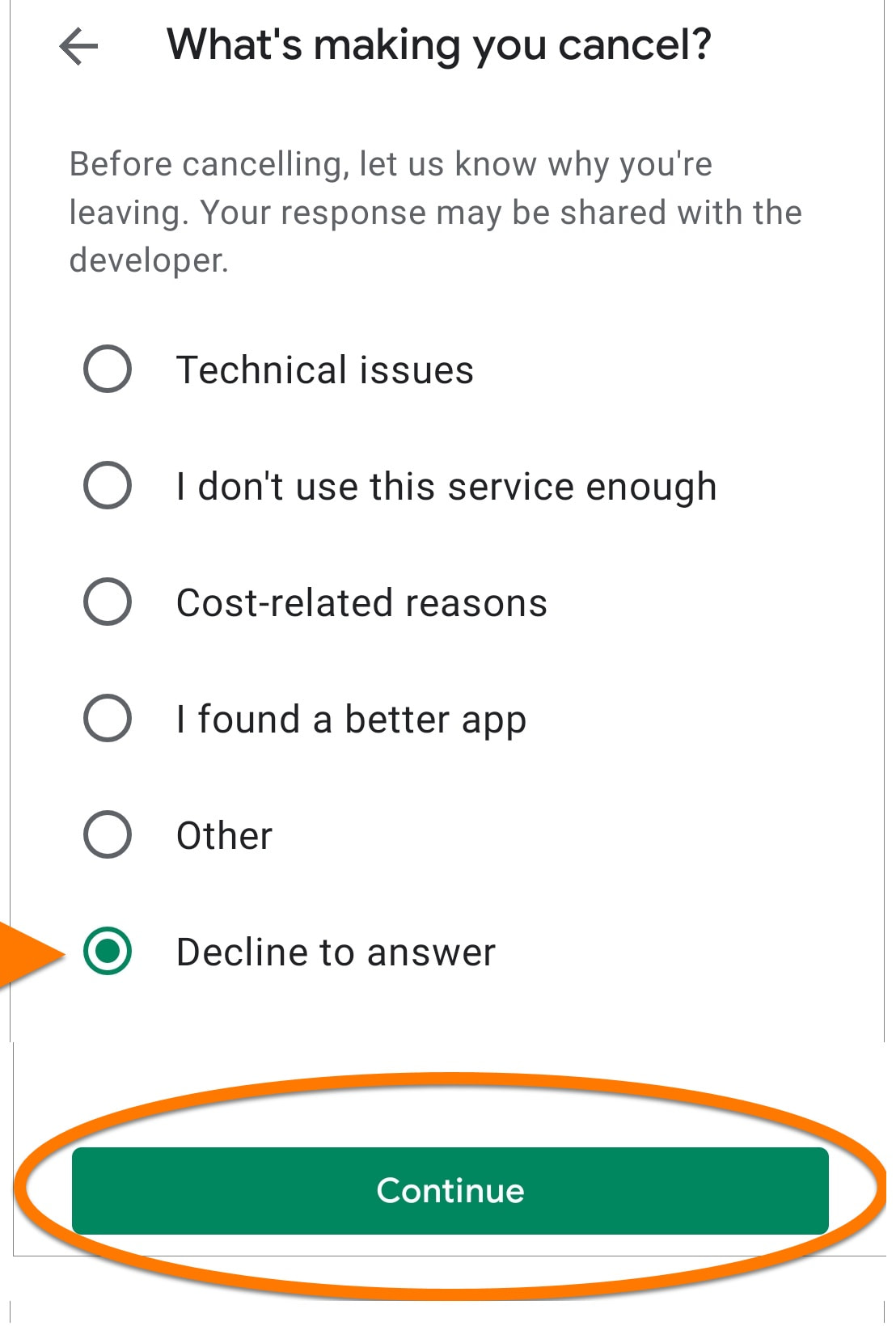 6 Decline to answer Continue