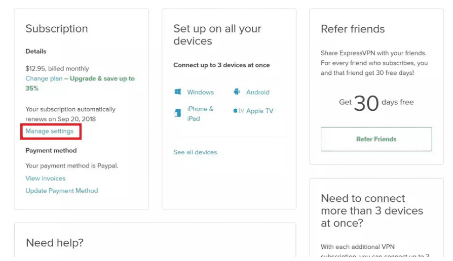 expressvpn Manage Settings